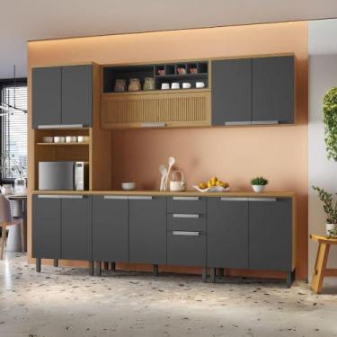 Imagem de Armário de Cozinha Completa 270cm New Porto Grafite Madeira Itatiaia