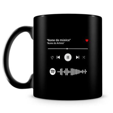 Imagem de Caneca Personalizada com Foto e Música Spotify 100% Preta - Modelo 3 -