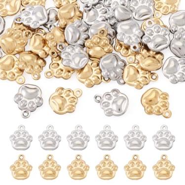 Imagem de Magibeads Pingentes de pata de aço inoxidável 304 pingentes de pata de cachorro gato animal de estimação pingentes de metal pequeno animal para colar, pulseira, brinco, chaveiro, artesanato, faça você