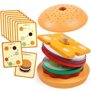 Imagem de Sorting Stacking Toy Kizh Wooden Burger para crianças pequenas
