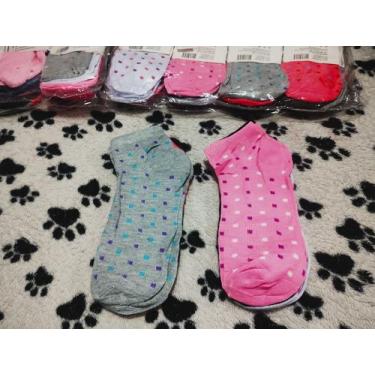 Imagem de Meia Feminina Soquete Cano Curto - Padrão, 6 pares misto, 35-40