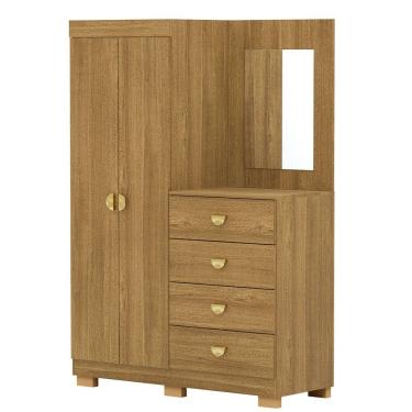 Imagem de Cômoda Guarda-Roupa com 4 Gavetas e 5 Prateleiras com Espelho Cristine