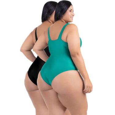Imagem de 2 Body Maiô Acinturado Plus Size Modela Cintura Liso Casual - HYPE MOD