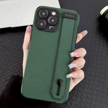 Imagem de Pulseira de couro sólido com suporte macio capa de telefone para iphone 11 12 13 14 15 Pro MAX Plus X XR XS 7 8Plus capa traseira, verde escuro, para iPhone 7plus