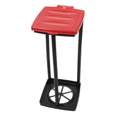 Imagem de KiBcsLic Suporte para saco de lixo Suporte para saco de lixo Decoração versátil para lixeira Organizador para uso doméstico Cozinha Lavanderia Reciclagem, Vermelho