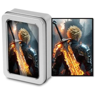 Imagem de FETUSI Mangas foscas com capa de alumínio (fantasia) - Protetor de baralho transparente frontal fosco de 100 quilates, serve para cartões colecionáveis padrão (63 x 92 mm), antirreflexo e durável para