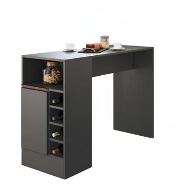 Imagem de Bancada Balcão/Mesa de Cozinha Gourmet com Adega 1 Porta Cor Grafite - Arte Cas