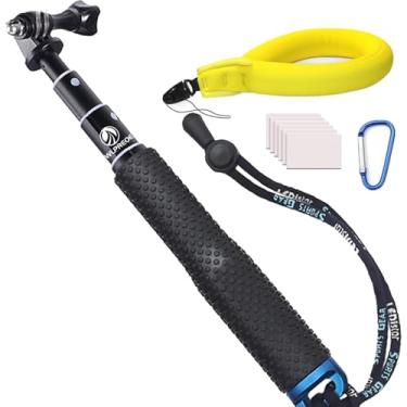 Imagem de WLPREOE Câmera flutuante + bastão de selfie de 48 cm à prova d'água extensão de mão portátil ajustável monopé para GoPro Hero 10 9 8 MAX 7 preto prata branco/6/5 preto/5S/4/3