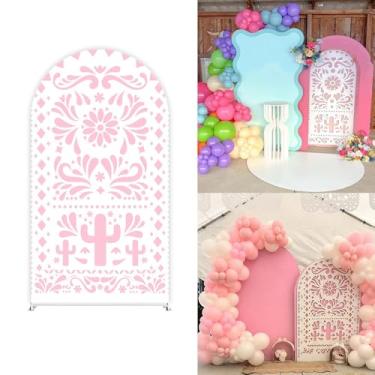Imagem de Uoimystify Capa de fundo de arco rosa Cielito para chá de panela, decoração de festa de aniversário, tecido elástico, arcos para festas de casamento mexicanas (4391,2 x 10 pés (AxL))