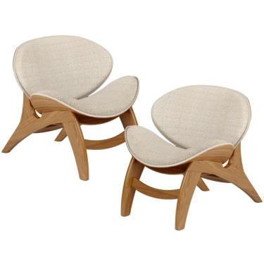 Imagem de Kit 2 Poltronas Decorativa Orgânica Sala Living Kadosh L02 Linho Palha - Lyam Decor