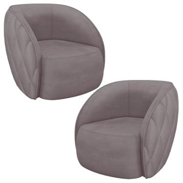 Imagem de Kit 02 Poltronas Decorativa Para Sala Living Olimpo M03 Veludo Rosê - Lyam Decor