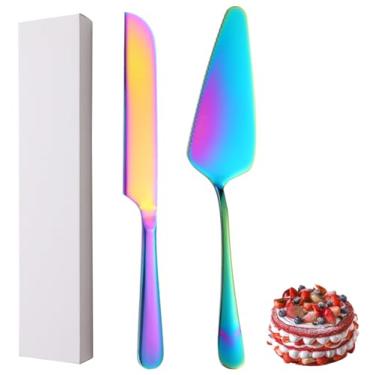 Imagem de XIAOYU Conjunto de 2 peças de faca e servidor de bolo de casamento, conjunto de corte de bolo de aço inoxidável, conjunto de servir torta de bolo para casamento, aniversário, festas e aniversário,