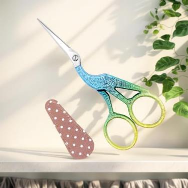 Imagem de Tesoura de costura profissional pequena de 11 cm de aço inoxidável com capa de couro para bordado