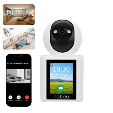 Imagem de Câmera de Segurança Wi-Fi Coibeu WKTY-001 Com Tela 2.8” Vídeo Chamada Visão Noturna Áudio Bidirecional E Controle PTZ