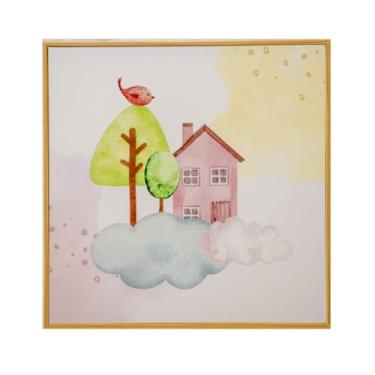 Imagem de Quadro Infantil Casinha 25×25 cm – Moldura Filete Tendência, Tema Fofo para Decoração de Quarto de Bebê