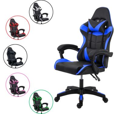Imagem de Cadeira Gamer Ergonômica Reclinável com Almofadas para Lombar e Cervical – Couro Sintético 135 kg