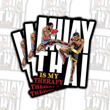 Imagem de 3 adesivos de vinil Muay Thai Fighters in Action, Kickboxing para treinamento de artes marciais para laptop, caderno, diário, Hydro Flask, tablet, garrafa de água, carro, presente para atletas