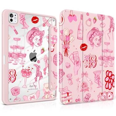 Imagem de Yebiseven Capa para iPad Pro de 11 polegadas (M5 2025 M4 2024) – [Suporte de lápis embutido], à prova de choque e elegante, parte traseira rígida transparente + borda de TPU macio, suporte magnético