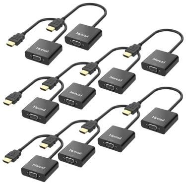 Imagem de Moread Adaptador HDMI para VGA ativo banhado a ouro, pacote com 10, macho para fêmea com cabo de alimentação micro USB e cabo de porta de áudio de 3,5 mm para PS4, MacBook Pro, Mac mini, Apple TV
