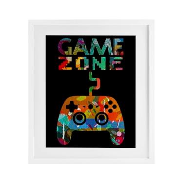 Imagem de Stupell Industries Impressão emoldurada preta colada retrô Game Zone sob vidro, design de Marcus Prime, 40 x 33