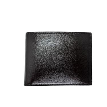 Imagem de Carteira de couro dobrável masculina – carteira de couro – porta-cartão central com puxador – 2 janelas de negócios, 1 compartimento para identidade, 6 compartimentos para cartão de crédito, 2