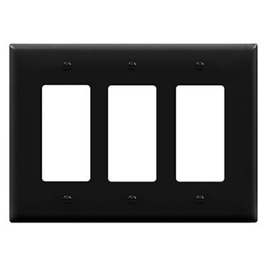 Imagem de ENERLITES Capa para interruptor de decoração tripla, placa de parede de três saídas, tamanho médio 3 gangue 12,4 x 17,2 cm, termoplástico de policarbonato inquebrável, certificação UL, 8833M-BK, preto
