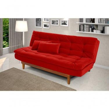Imagem de Sofá Cama Dubai 3 Lugares Império Reclinável Casal Pés Madeira Espuma Especial D33 Madero Vermelho 373