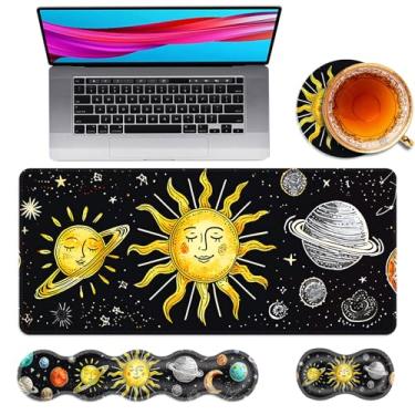 Imagem de TOEMZTFT Mouse pad grande e descanso de pulso para teclado, almofada de mesa para teclado e mouse, mouse pad grande para jogos 4 em 1 com suporte de pulso, tapete de mesa para jogos de estudo de