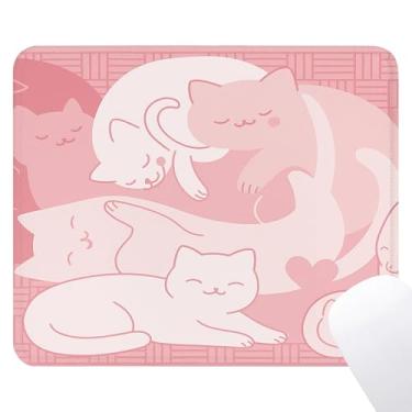 Imagem de Noaleviax Tapete de rato de gato rosa - gato rosa fofo material de escritório decoração de mesa, base de borracha antiderrapante à prova d'água kawaii anime mousepad para computadores acessórios de