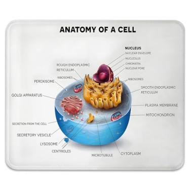 Imagem de Tapete de mouse Science antiderrapante para jogos e escritório com bordas costuradas 24 x 19 cm, componentes microscópicos de anatomia celular, microbiologia vívida, durável, superfície lisa, tapete