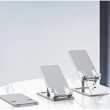 Imagem de 1 suporte de mesa portátil dobrável e ajustável em altura - universal para telefones e tablets - ultra compacto e leve