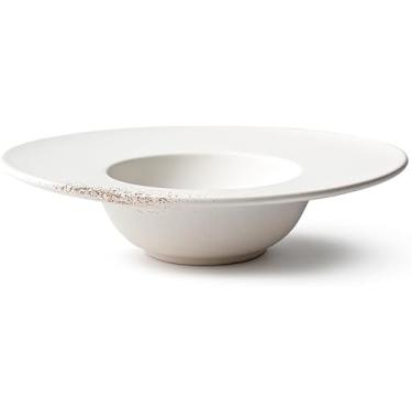 Imagem de Prato de Cerâmica Branco para Sopa, 32cm, Porcelana Orgânica, Estilo Restaurante, Design Chapéu Grande