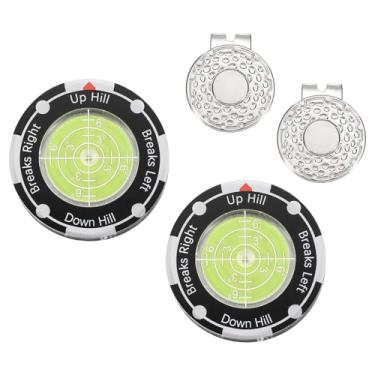 Imagem de YELARXI 2 peças de leitor verde de golfe, marcador de bola de golfe com bolha de auxílio de leitura verde de alta precisão e clipe magnético para tampa - adequado para (treinamento/acessórios/presente