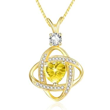 Imagem de HeartMelody Colar infinito feminino banhado a ouro branco 14 K 18 K delicado coração pingente de pedra do mês de nascimento, colar diário, aniversário, presente de aniversário para esposa e mãe