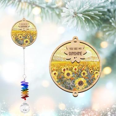 Imagem de GIFTELIX Ornamento de campo de girassol - Mensagem positiva para mãe, avó e filha, presente de agradecimento, presente de lembrança para mãe - enfeite de cristal de janela