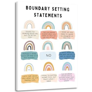 Imagem de Arte de parede em tela de depoimentos de definição de limites para decoração de parede de saúde mental, imagens inspiradoras de psicologia para conselheiro, escritório, terapia, escritório, decoração