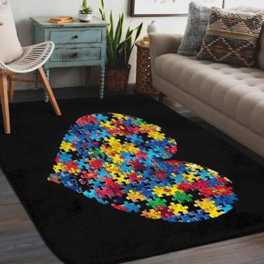 Imagem de Tapete de área para sala de estar, lavável à máquina, design de autismo, antiderrapante, tapete macio, para sala de estar, quarto, sala de jantar, berçário, cozinha, decoração de casa