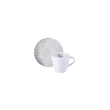 Imagem de Conjunto Xícara E Pires De Chá Tramontina Floralis Em Porcelana Decorada 200 Ml 2 Peças