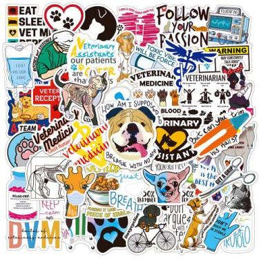 Imagem de Adesivos veterinários de vinil impermeável, anime, 50 unidades/lote - 