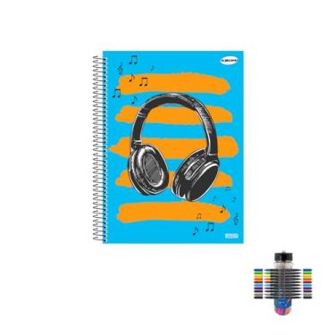 Imagem de Kit Caderno Masculino KBOM 10 Matérias 200 Folhas + Canetas Esferográficas e Marcadores