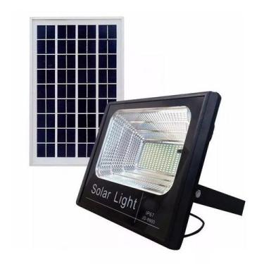 Imagem de Refletor Solar 400W Holofote Ultra Led Branco Frio com Controle Remoto