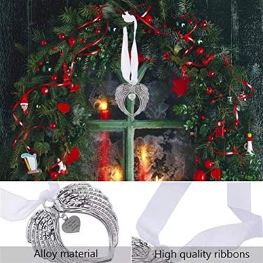 Imagem de Zyyini Enfeites de Natal Asa de Anjo Meu Coração No Céu Decoração Memorial para Perda de um Ente Querido, Pingente de Liga Elegante para Presentes de Simpatia, Adequado para Decoração de Casa (Cores
