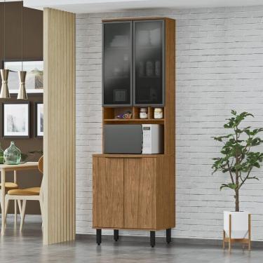 Imagem de Paneleiro Torre Quente 1 Forno Portas De Vidro E Madeira - Toscana Freijó