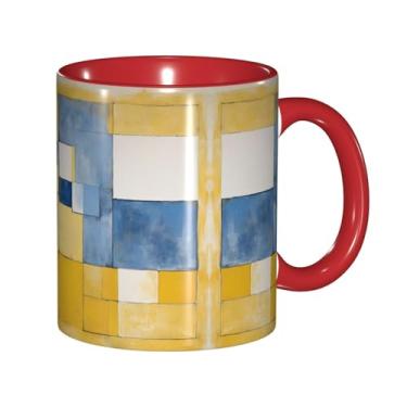 Imagem de Zeraoke Impressão de pintura abstrata cinza e amarela canecas de café criativas, personalizadas, presente para família, tamanho de 325 ml, unissex