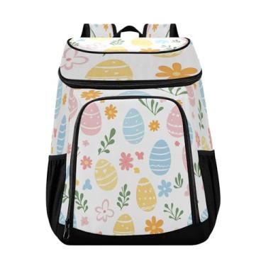 Imagem de Wassud Mochila térmica com estampa de ovos pastel, para mulheres e homens, 36 latas à prova de vazamento, lancheira para piquenique, praia, acampamento, 33 x 20 x 43 cm