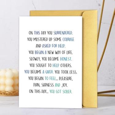 Imagem de Cartão de sobriedade para homens e mulheres, cartão soberversário e presente, cartões de aniversário de sobriedade, presentes de aniversário sóbrio, presente sóbrio de 1 ano, cartões de parabéns de