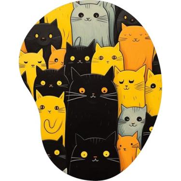 Imagem de Mouse Pad Ergonômico Gota Arte Gatos Laranja Preto Amarelo