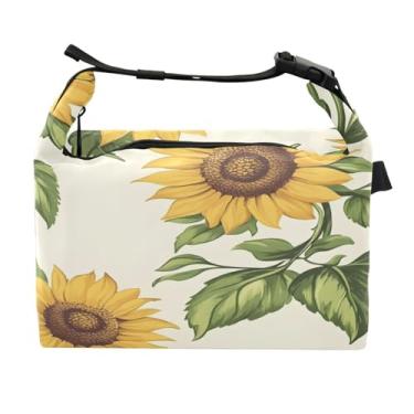 Imagem de STAYTOP Lancheira de girassóis brilhantes com fivela de alça, lancheira isolada para meninos e meninas, lancheira para trabalho escolar