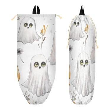 Imagem de xigua Suporte de parede para saco plástico de abóbora fantasmas com cordão, 1 pacote, reutilizável para decoração organizadora de sacolas de compras, meias, roupas íntimas e gravatas