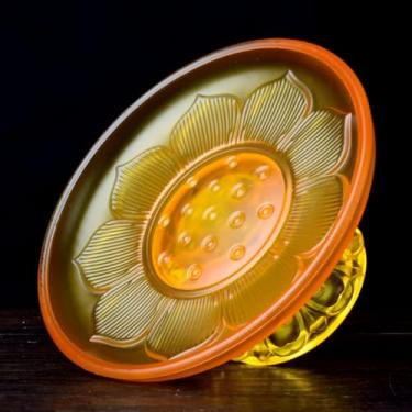 Imagem de FENNYYAR Prato de frutas com esmalte colorido, prato de oferta frontal de Buda, 20 cm, prato de sobremesa para sala de estar doméstica